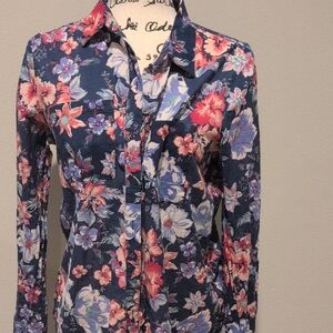 GAP Factory Navy Floral Button Down Shirt